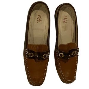 ASGI Brown/Tan Leather Slip On Mule Loafer Shoes Size 10M
